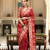 Splendorous Red Color Soft Lichi Silk Jacquard On All Over Saree