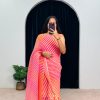 Stylish Pink Color Georgette Digital Printed Ruffle Work Saree
