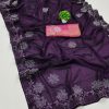 Stylish Purple Black Ket Embellished Swarovski Diamond Saree