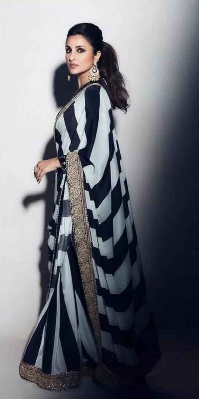 Sublime Black Color Georgette Silk Zari & Thread Work Saree