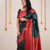Sublime Green Color Soft Silk Copper Zari Design Spread Saree