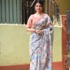 Sublime Light Blue Color Linen Beautiful Digital Printed Work Saree