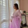 Sublime Light Purple Color Organza Embroidery Thread Saree