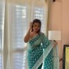 Sublime Peacock Green Color Organza Embroidery Thread Saree