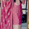 Sublime Pink Color Faux Georgette Embroidery Salwar Suit