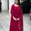 Sublime Pink Color Georgette Ruffle Style Dori Latkan Anarkali Suit