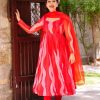 Sublime Red Color Tabby Silk Organza Digital Printed Salwar Suit