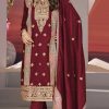 Superb Maroon Vichitra Embroidery Codding Sequence Salwar Suit