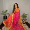 Superb Orange Color Chiffon Material Double Shaded Saree