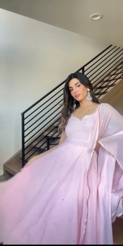 Stylish Pink Color Georgette Handwork Diamond Work Salwar Suit