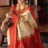 Aglow Cream Color Soft Lichi Silk Jacquard All Over Work Saree