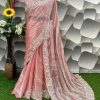 Aglow Peach Color Jimi Choo Silk Beautiful Embroidery Saree