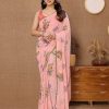 Aglow Peach Color Pure Soft Georgette Silk Design All Over Saree