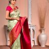 Aglow Pista Green Color Soft Lichi Silk Jacquard All Over Saree