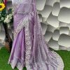 Aglow Purple Color Jimi Choo Silk Beautiful Embroidery Saree
