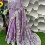 Aglow Purple Color Jimi Choo Silk Beautiful Embroidery Saree