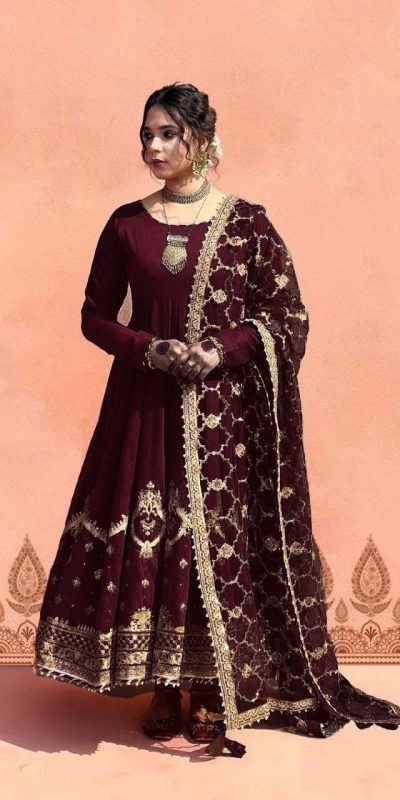 Alluring Maroon Color Georgette Embroidery Sequence Salwar Suit
