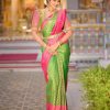 Artful Parrot Green Color Soft Lichi Silk Jacquard All Over Saree