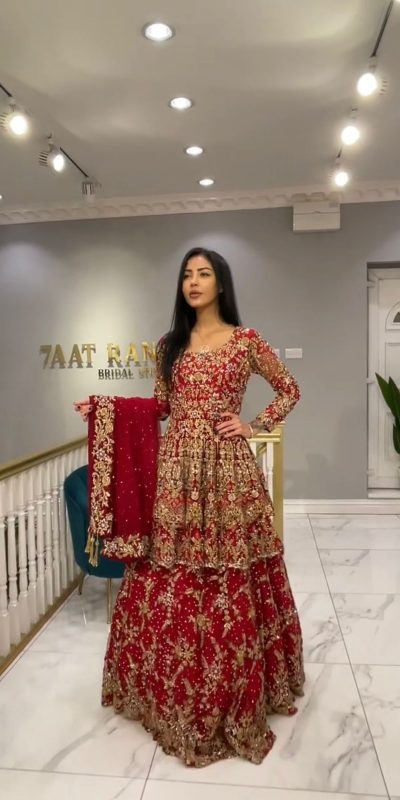 Classic Red Color Georgette Thread Sequence Lehenga Choli