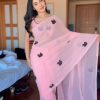 Elegant Baby Pink Color Soft Georgette Silk Design All Over Saree