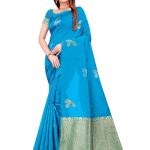 Elegant Blue Color Soft Lichi Silk Jacquard All Over Saree