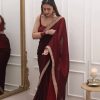 Elegant Maroon Color Tabby Silk Thread Sequence Work Saree