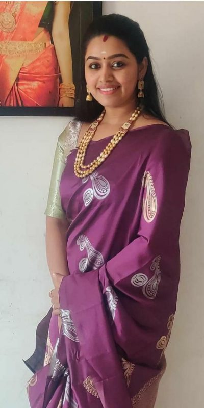 Elegant Purple Color Soft Lichi Silk Jacquard All Over Saree