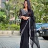 Glamorous Black Color Georgette Embroidery Sequence Saree