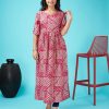 Glamorous Pink Color Rayon Foil Print With Dori Pattern Gown