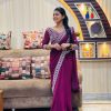 Glamorous Purple Color Georgette Embroidery Sequence Saree