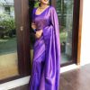 Glamorous Violet Color Soft Lichi Silk Jacquard All Over Saree