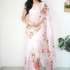 Glamorous White Color Soft Organza Digital Printed Saree