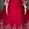 Graceful Red Color Georgette Embroidery Sequence Gown