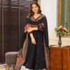 Grand Black Color Chinnon Silk Embroidery Work Salwar Suit