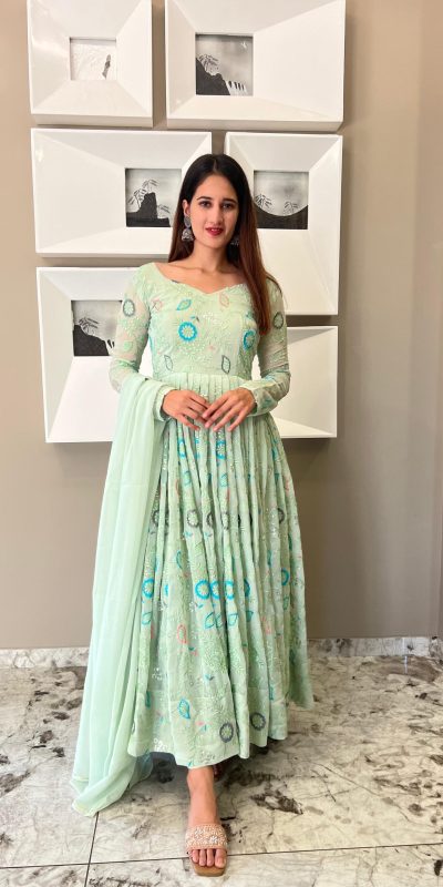 Grand Green Color Georgette Sequence Embroidery Anarkali Suit