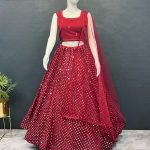 Grand Red Color Georgette Embroidery Work Lehenga Choli