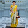 Grand White & Yellow Soft Lichi Silk Cloth Jacquard All Over Saree
