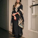 Majestic Black Color Chinnon Silk Embroidery Work Salwar Suit