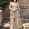 Majestic Cream Chinon Silk Embroidery Sequence Salwar Suit