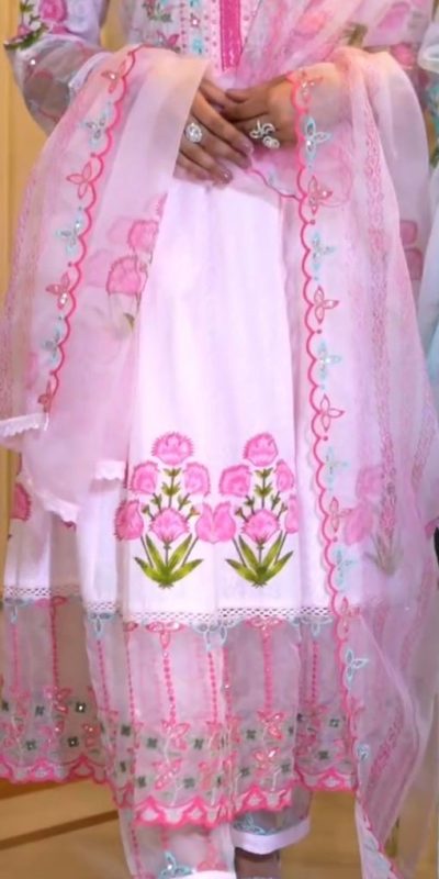 Majestic Pink Color Georgette Embroidery Sequence Work Gown