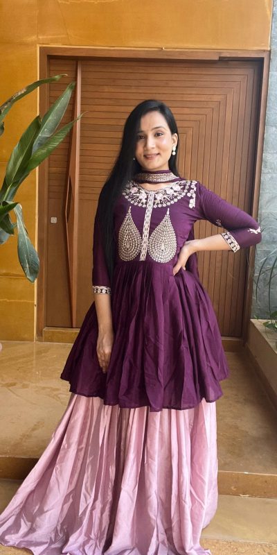 Majestic Purple Color Chinon Heavy Embroidery Lehenga Choli