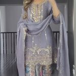 Majestic Violet Color Georgette Embroidery Sequence Salwar Suit