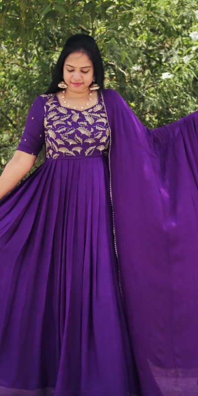 Mesmerizing Violet Color Georgette Embroidered Anarkali Suit