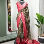 Nice Mehndi Color Dola Silk Patola Print Foil Work Patta Saree