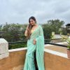 Perfect Aquamarine Color Georgette Embroidery Sequence Saree