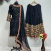 Perfect Black Color Georgette Embroidered Sequences Salwar Suit