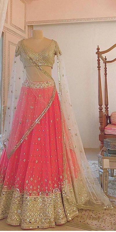 Perfect Pink Color Soft Mono Net Embroidered Lehenga Choli