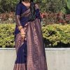 Pretty Navy Blue Color Soft Lichi Silk Jacquard All Over Saree