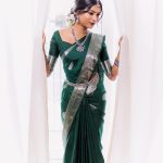Pretty Silver Green Color Soft Lichi Silk Jacquard All Over Saree