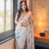 Pretty White Color Pure Soft Georgette Silk Design All Over Saree